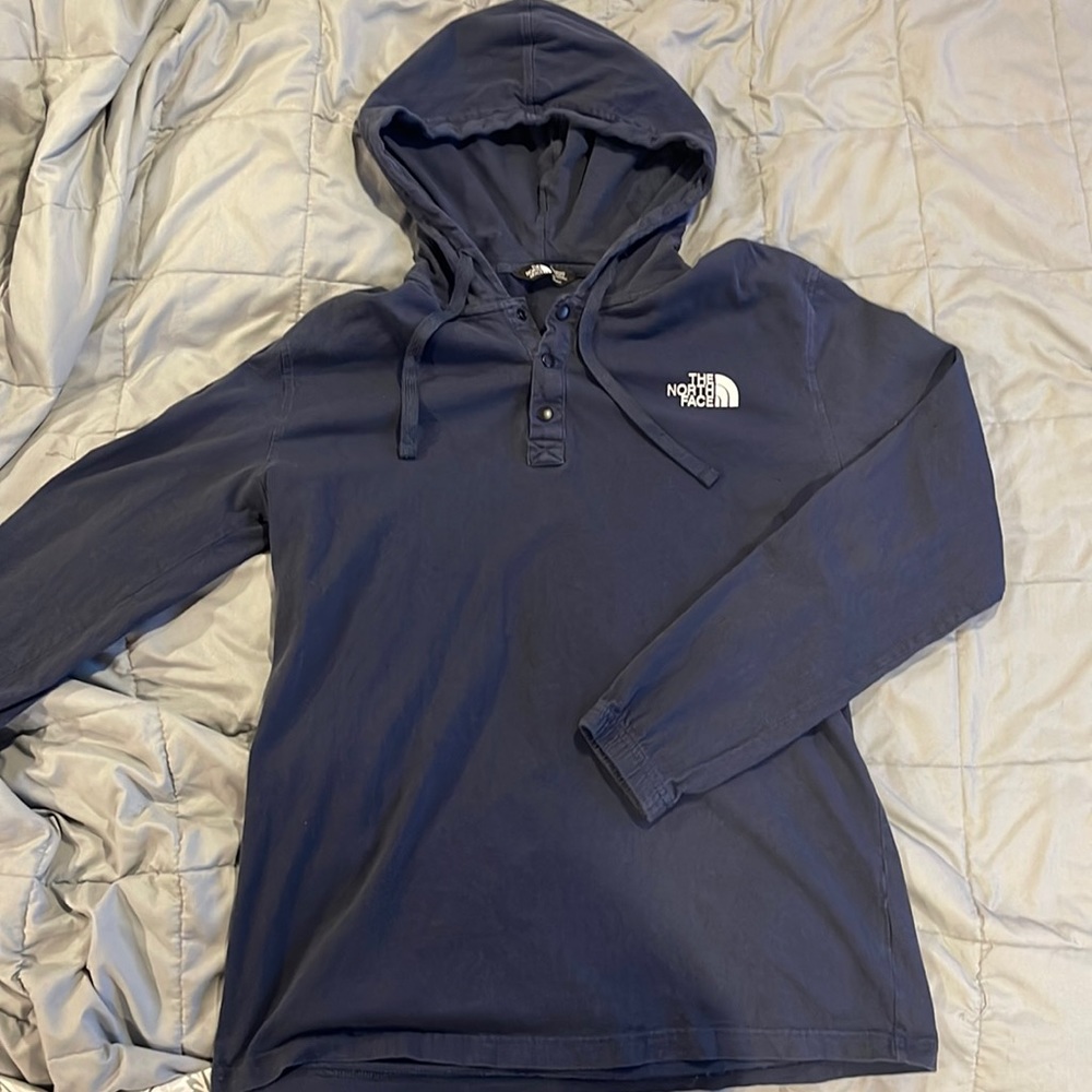 The North Face Men’s Large Button Up Hoodie Pullover Navy Blue L